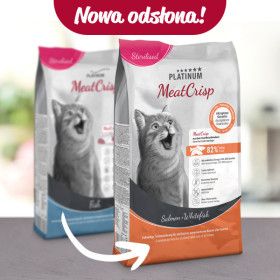 PLATINUM MeatCrisp Sterilised Salmon + Whitefish– sucha karma dla kota z łososiem i błękitkiem
